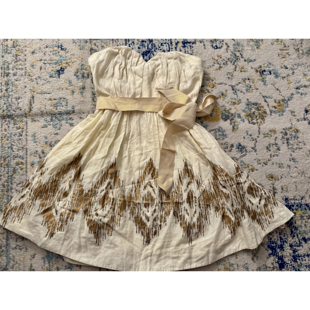 Anthropologie Moulinette Soeurs Sweetheart Mini Dress Sz 10 Linen Ethereal NWT!